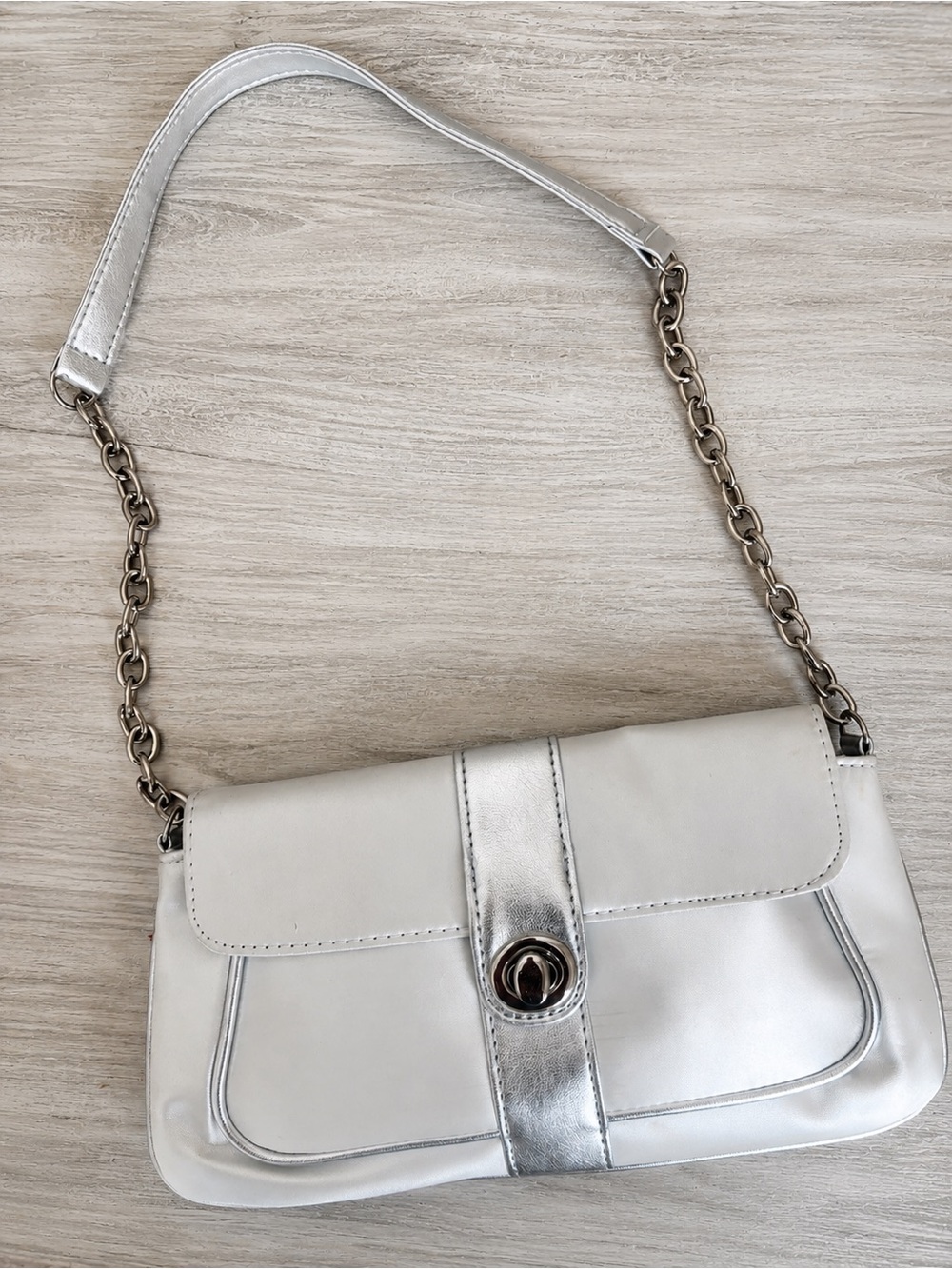 Silver Avon Metallic Y2K Clutch Shoulder Bag Fabric Wedding Evening Bag Purse